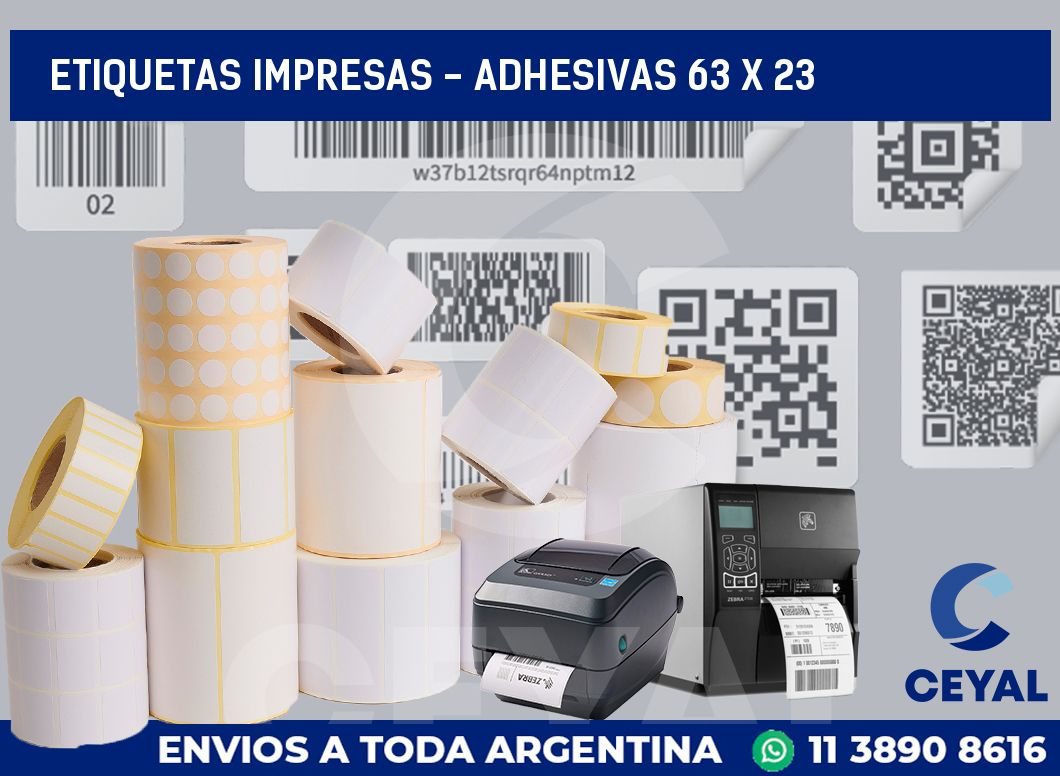 etiquetas impresas - Adhesivas 63 x 23
