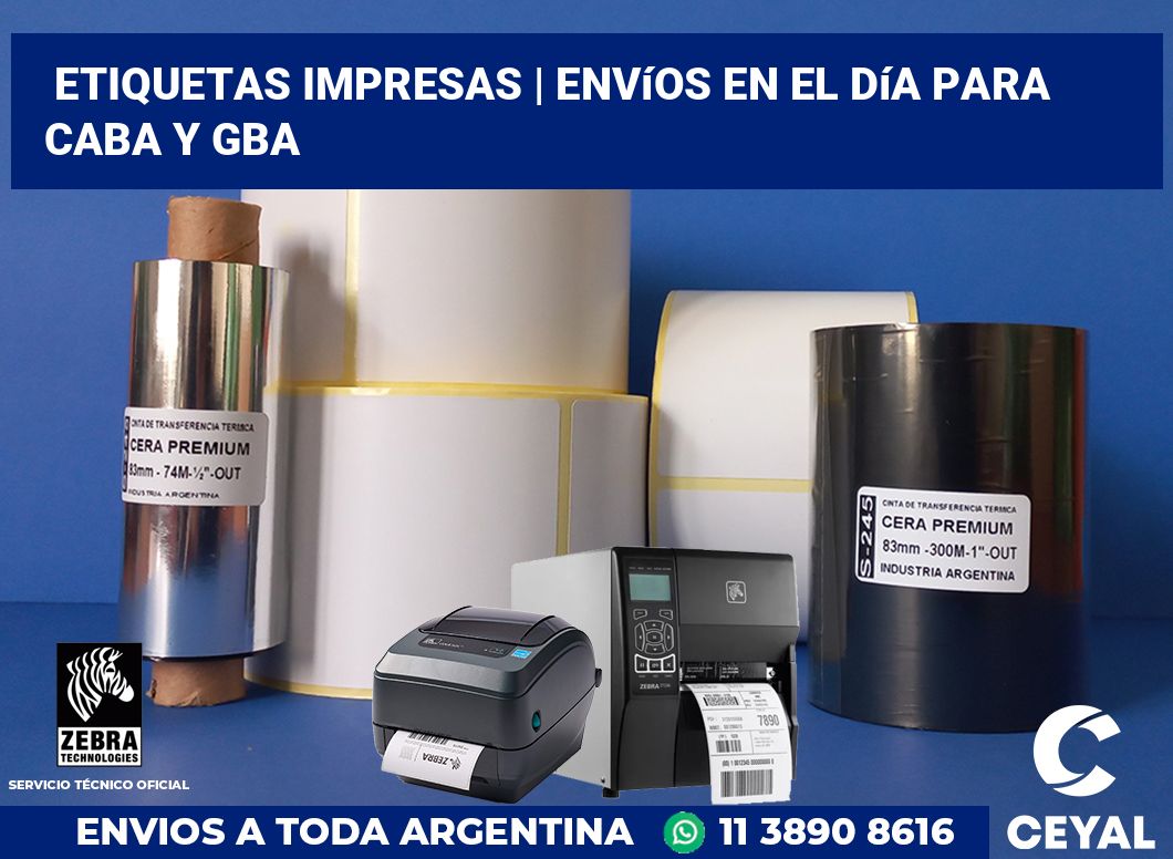 etiquetas impresas | Envíos en el día para CABA y GBA