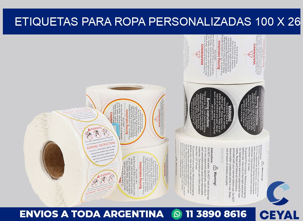 etiquetas para ropa personalizadas 100 x 26