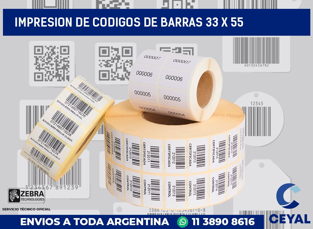 impresion de codigos de barras 33 x 55