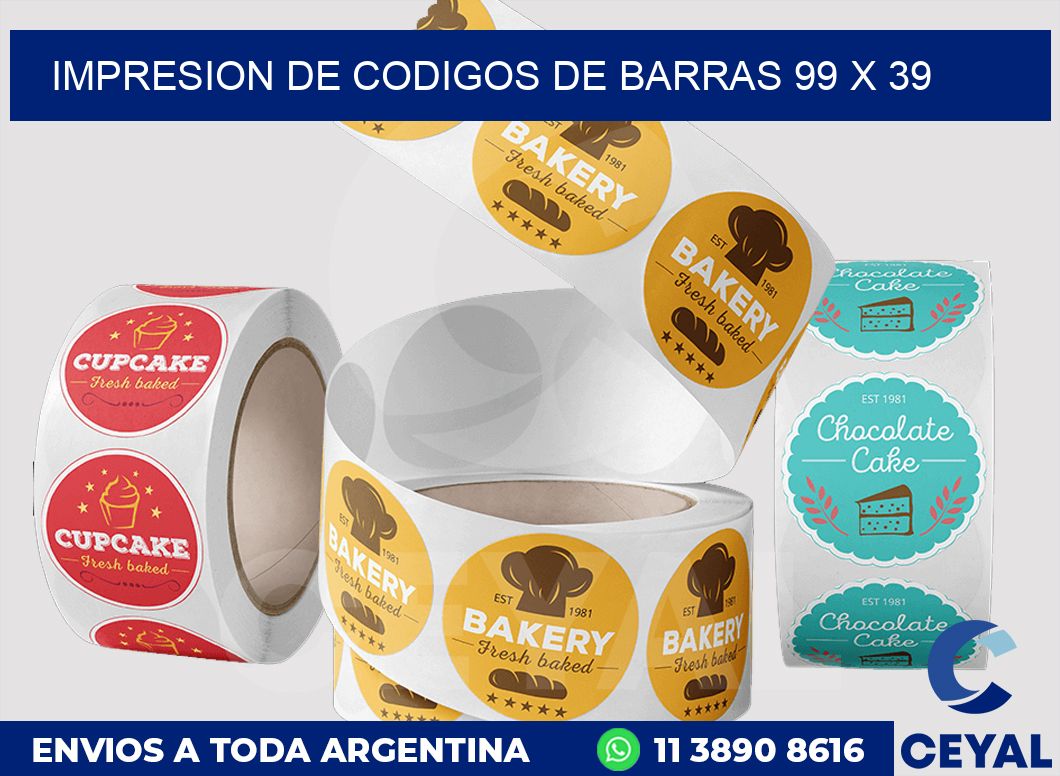 impresion de codigos de barras 99 x 39
