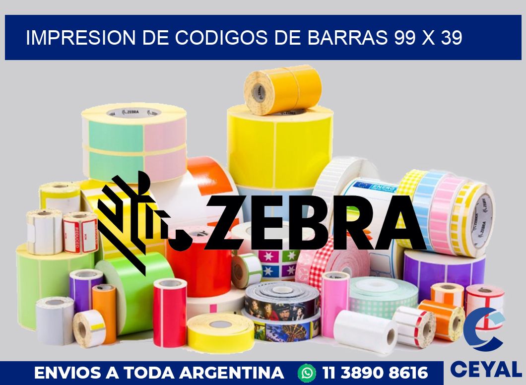 impresion de codigos de barras 99 x 39