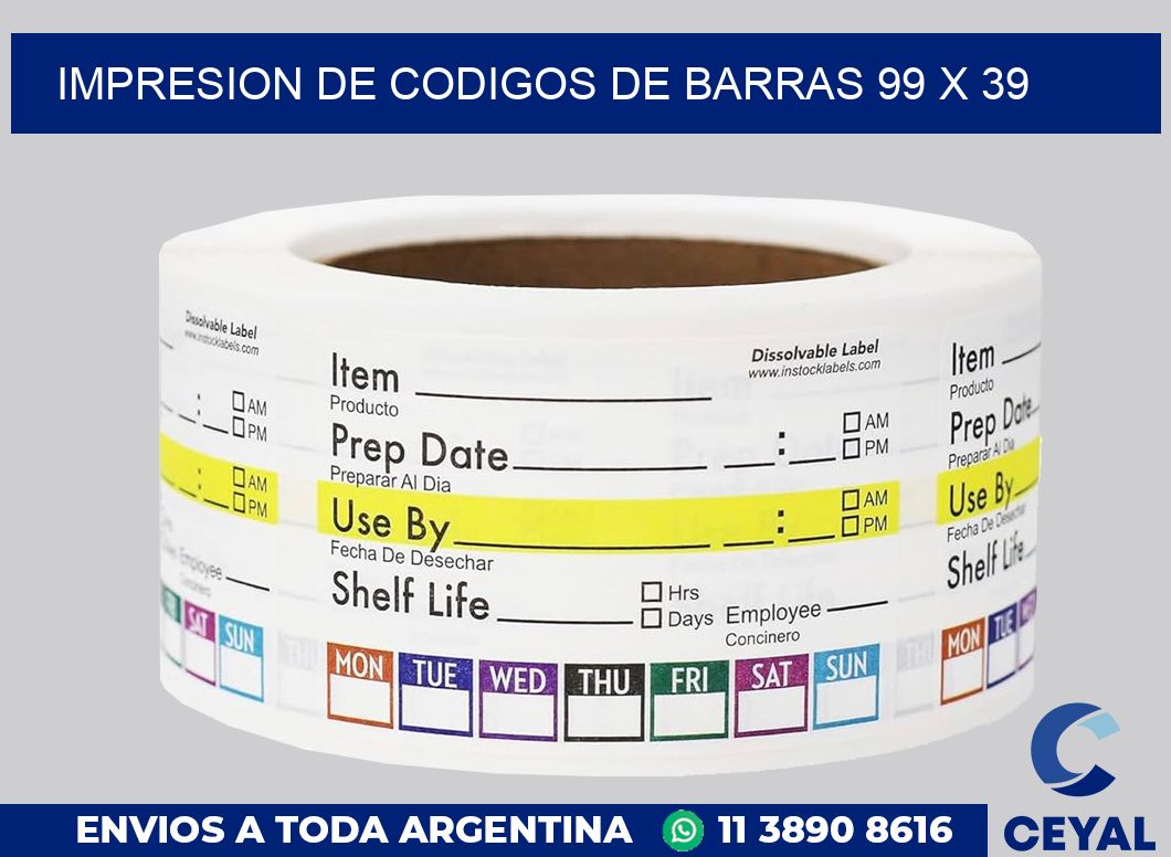 impresion de codigos de barras 99 x 39
