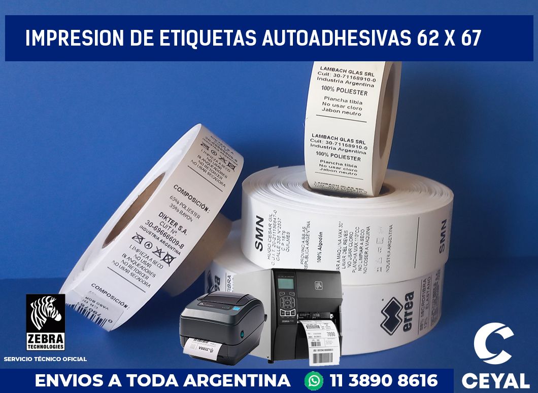 impresion de etiquetas autoadhesivas 62 x 67