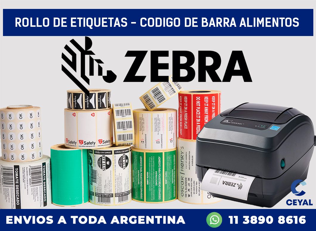 rollo de etiquetas - codigo de barra alimentos