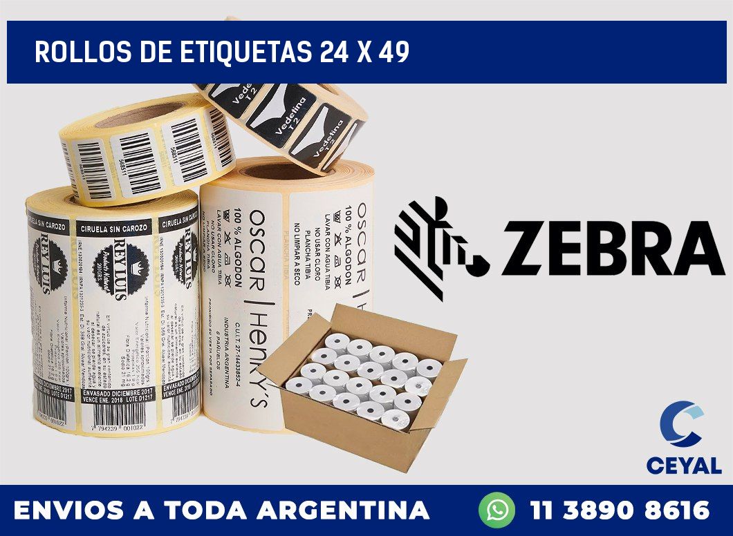 rollos de etiquetas 24 x 49