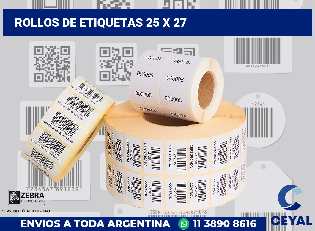 rollos de etiquetas 25 x 27