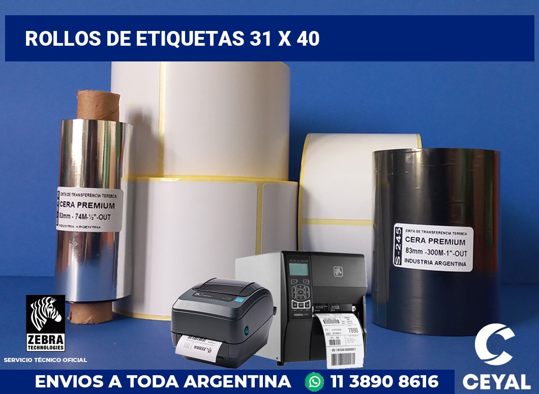rollos de etiquetas 31 x 40