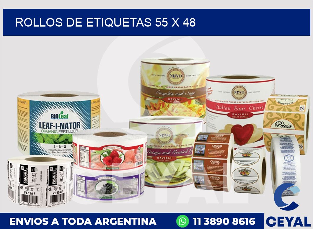 rollos de etiquetas 55 x 48
