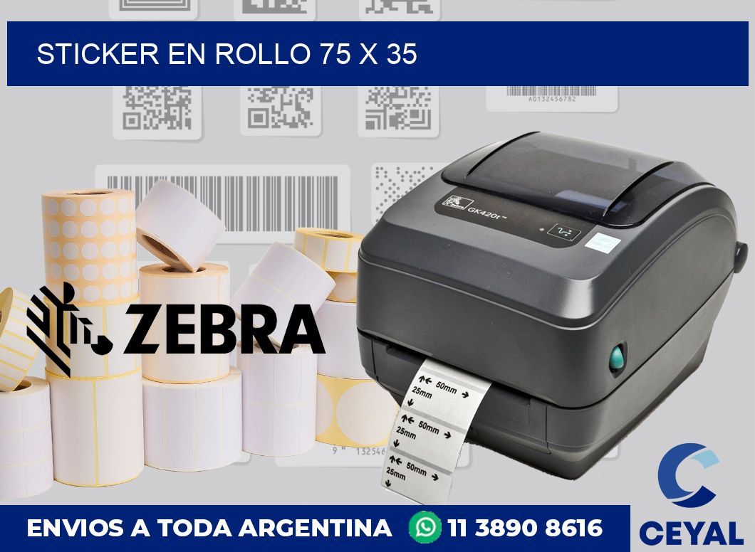 sticker en rollo 75 x 35