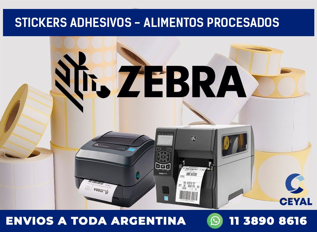stickers adhesivos - alimentos procesados
