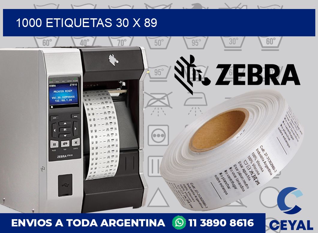 1000 etiquetas 30 x 89