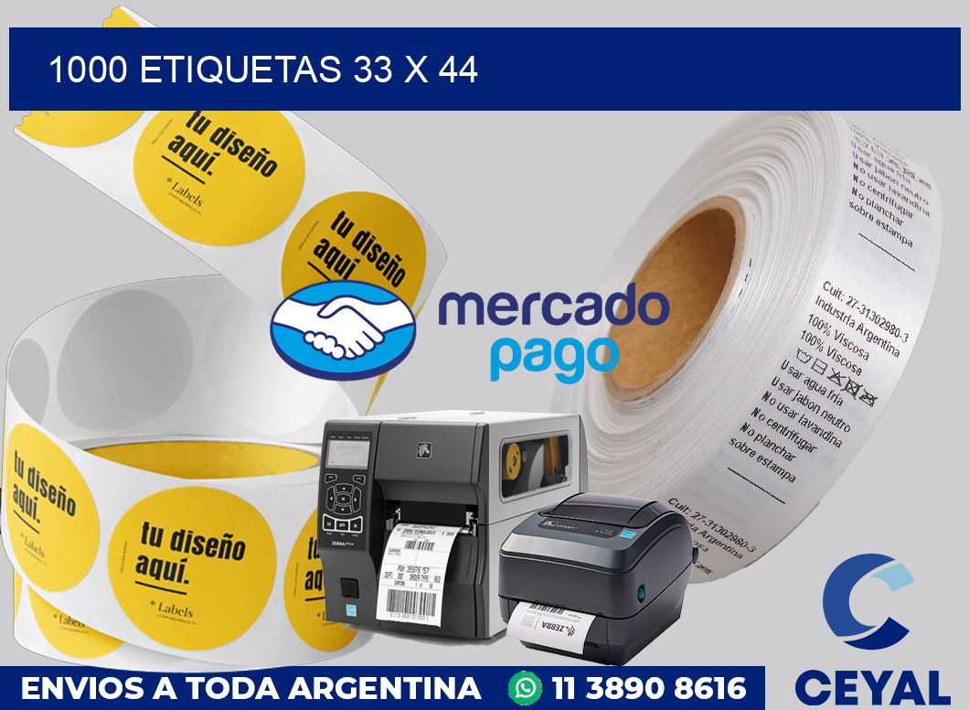 1000 etiquetas 33 x 44