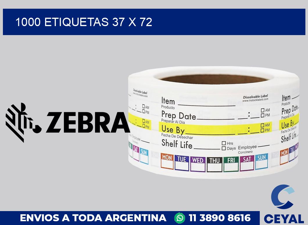 1000 etiquetas 37 x 72