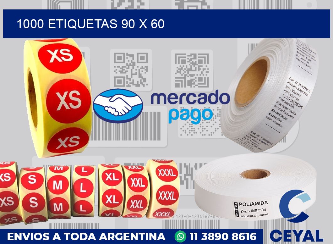 1000 etiquetas 90 x 60