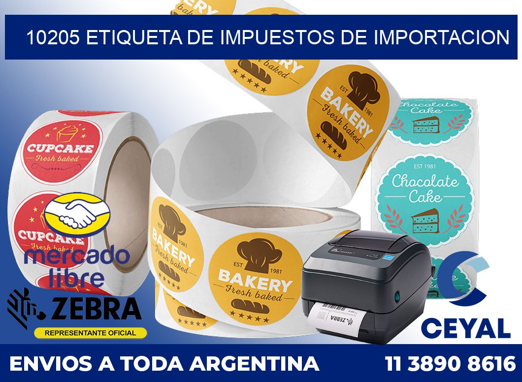 10205 Etiqueta de impuestos de importacion