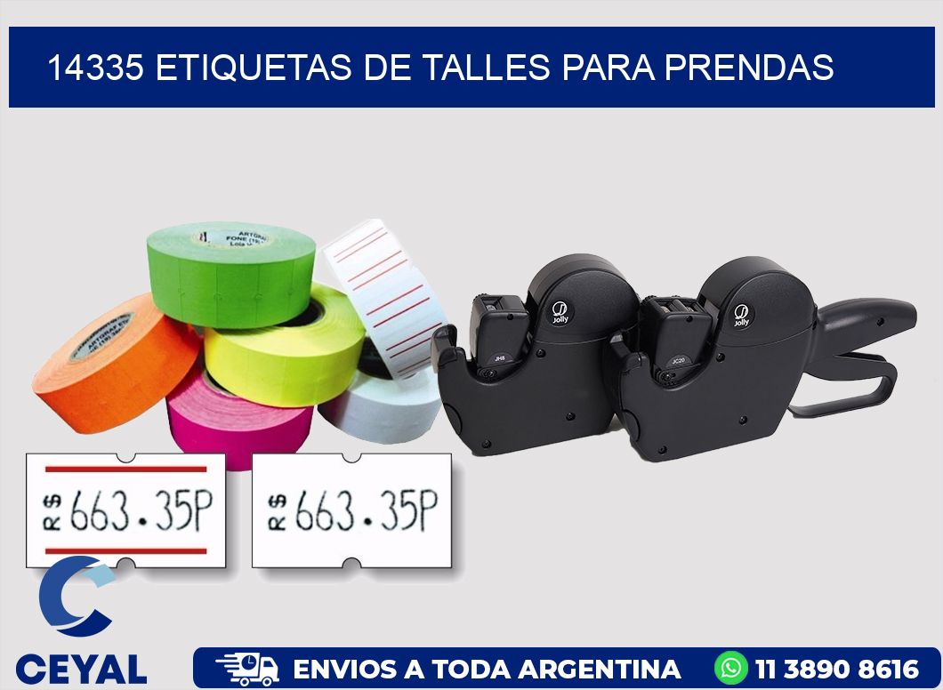 14335 Etiquetas de talles para Prendas