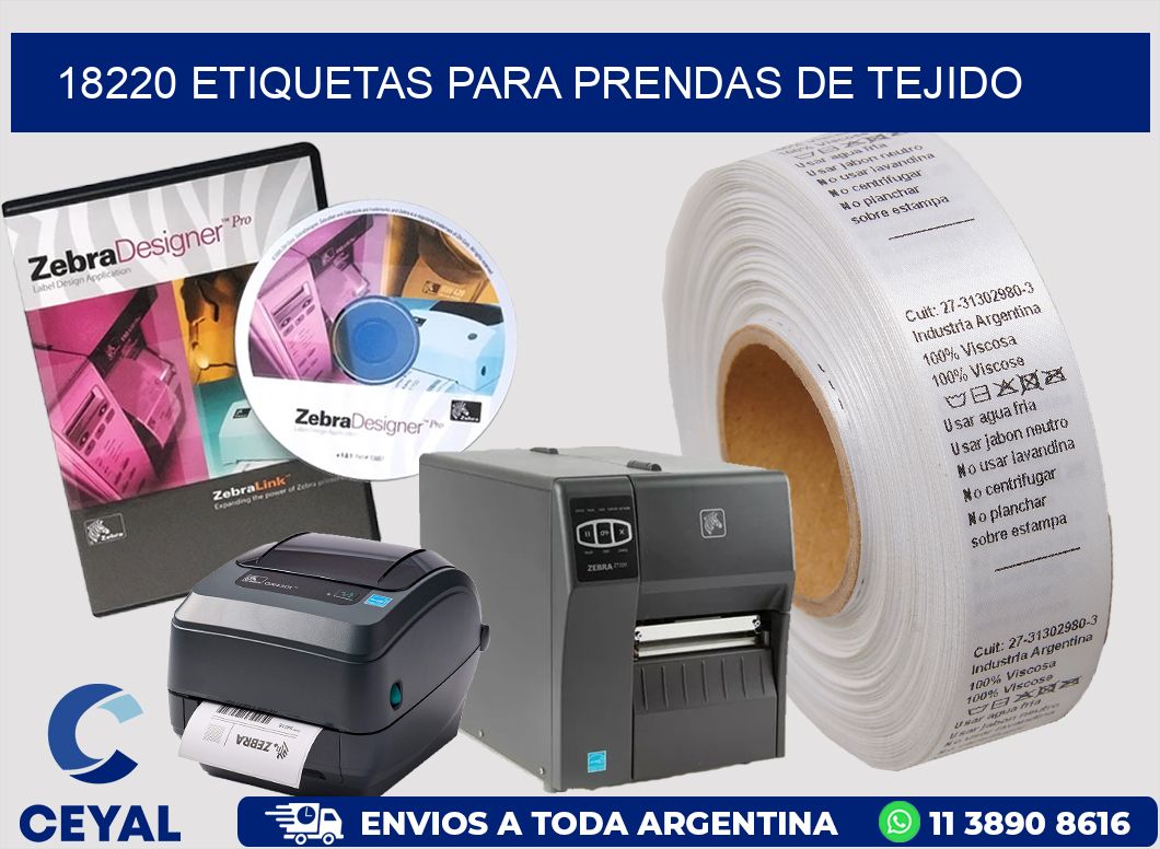18220 Etiquetas para prendas de tejido