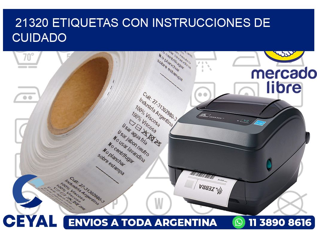 21320 Etiquetas con instrucciones de cuidado