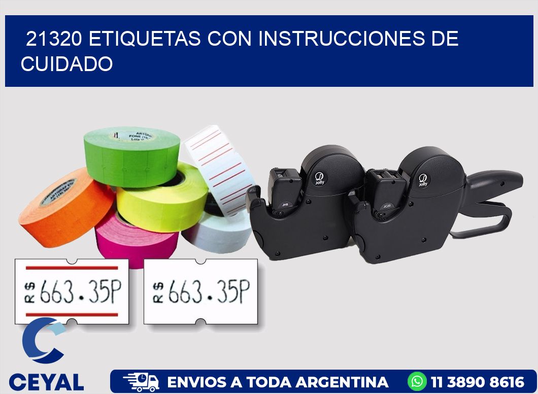 21320 Etiquetas con instrucciones de cuidado