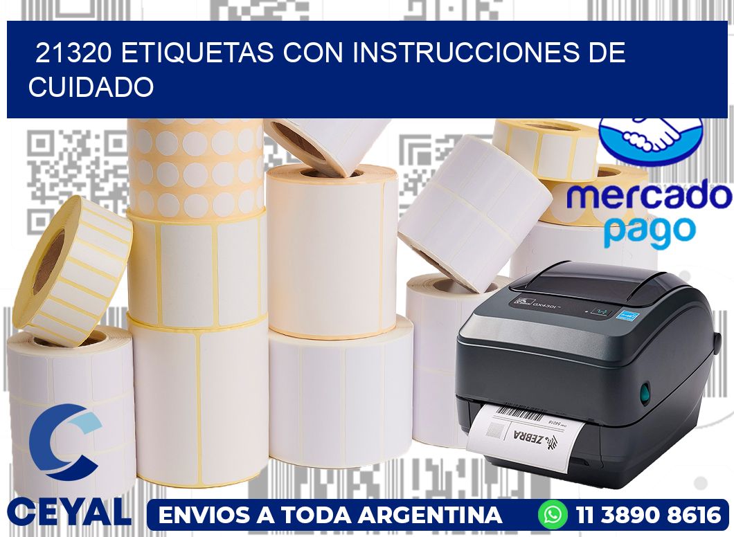 21320 Etiquetas con instrucciones de cuidado