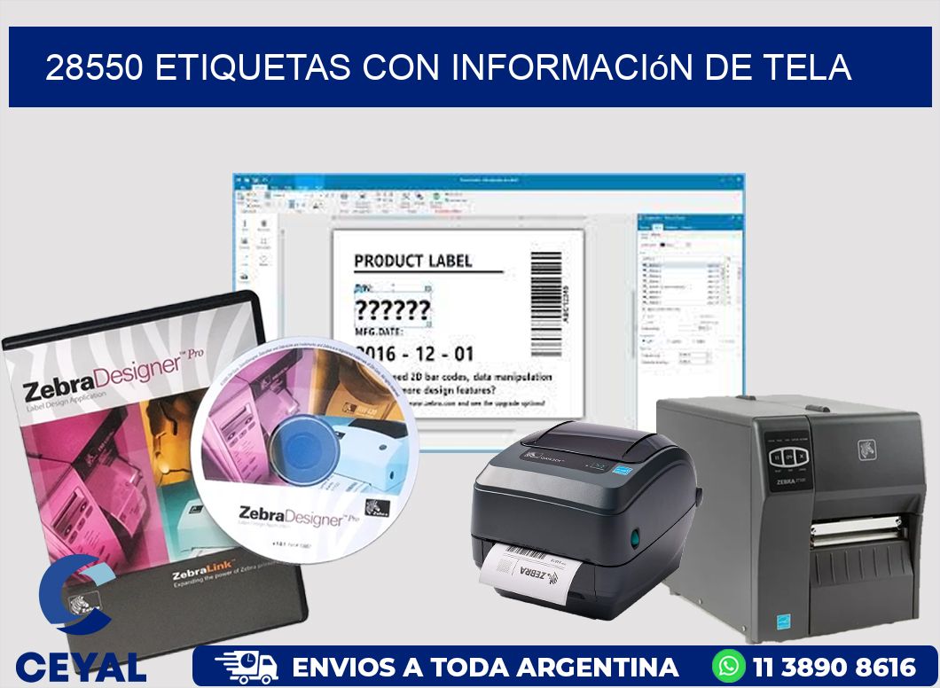 28550 Etiquetas con información de tela