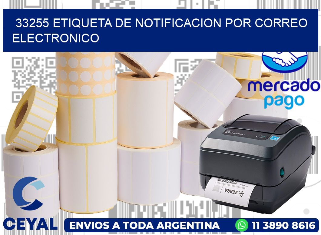 33255 Etiqueta de notificacion por correo electronico