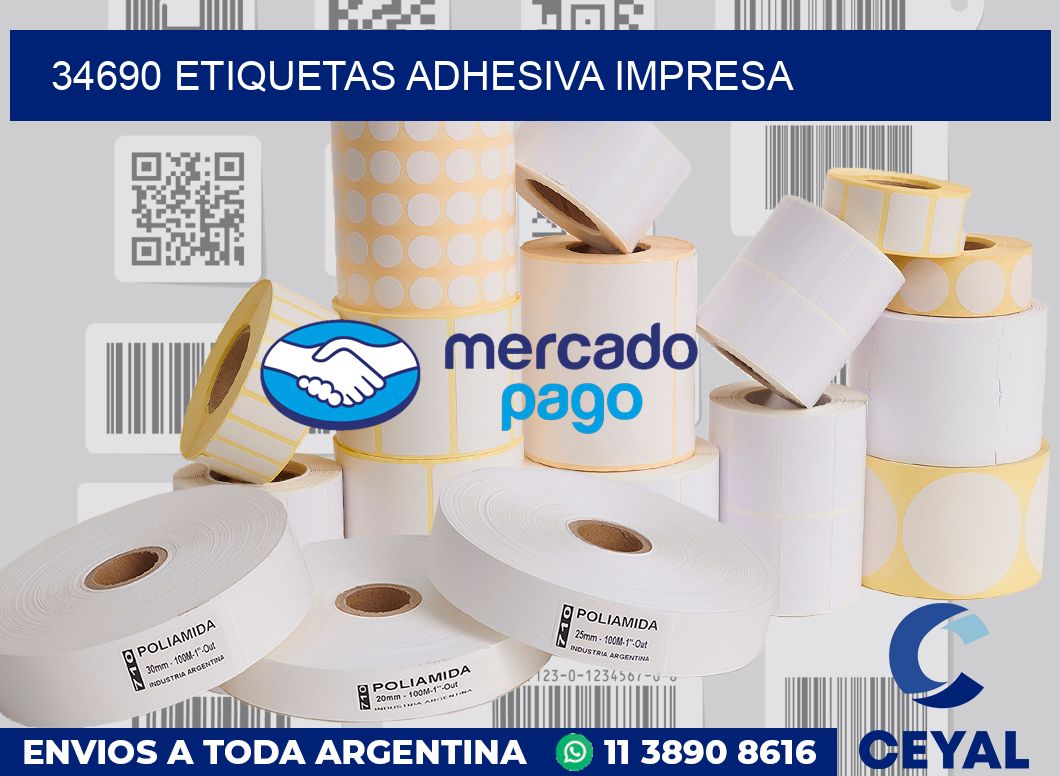 34690 etiquetas adhesiva impresa