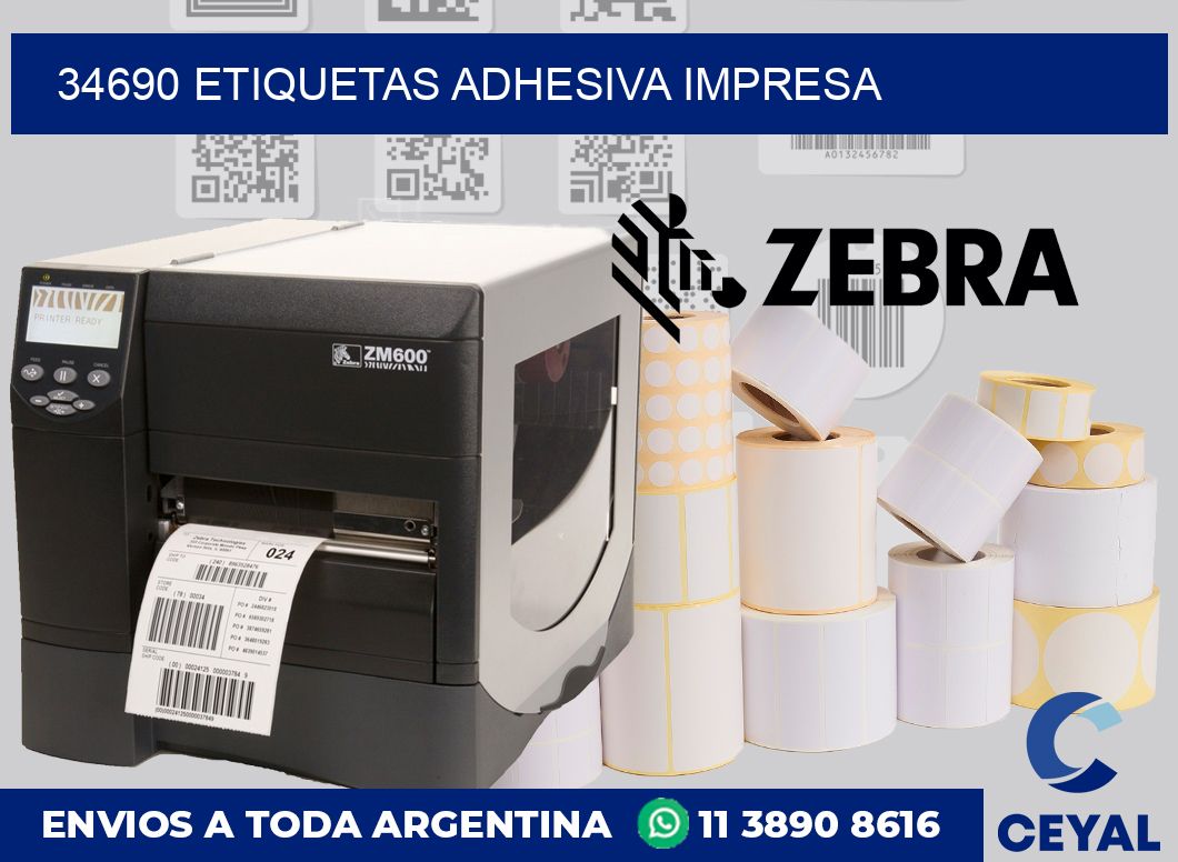 34690 etiquetas adhesiva impresa