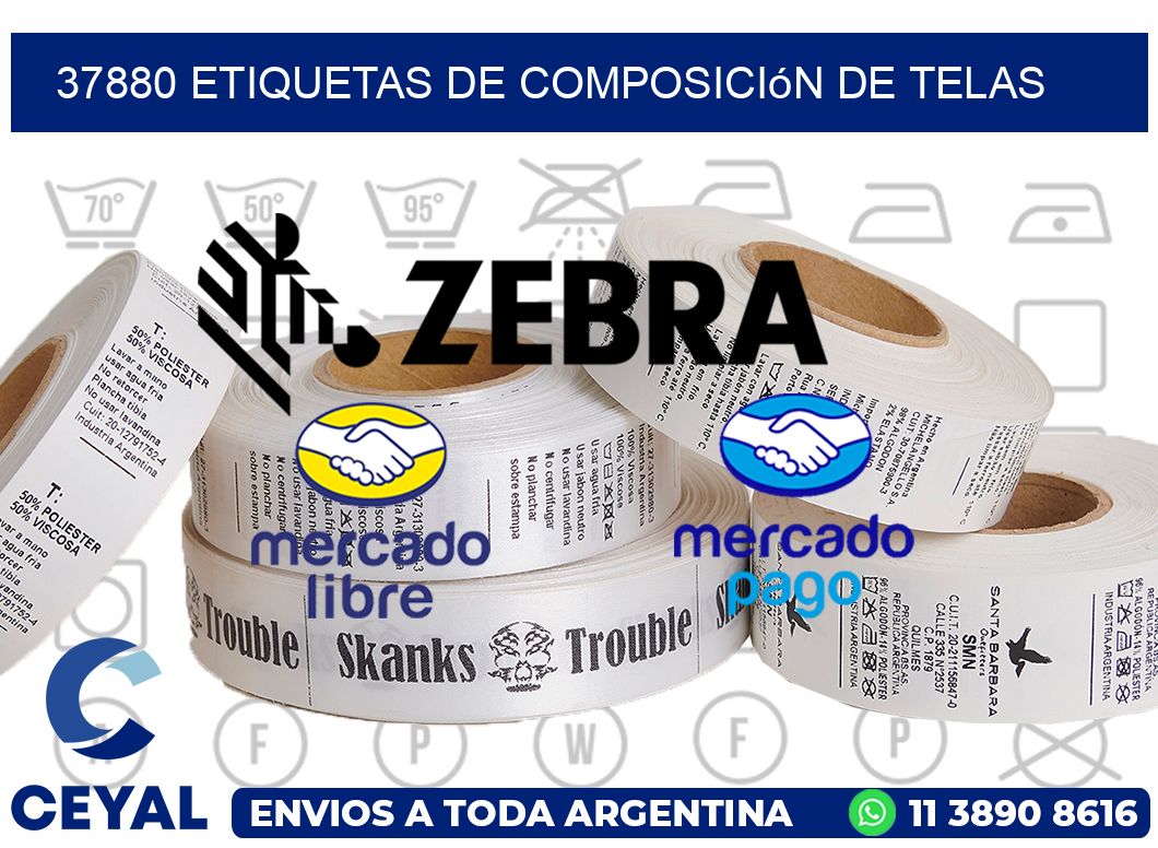 37880 Etiquetas de composición de Telas