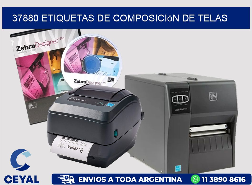 37880 Etiquetas de composición de Telas