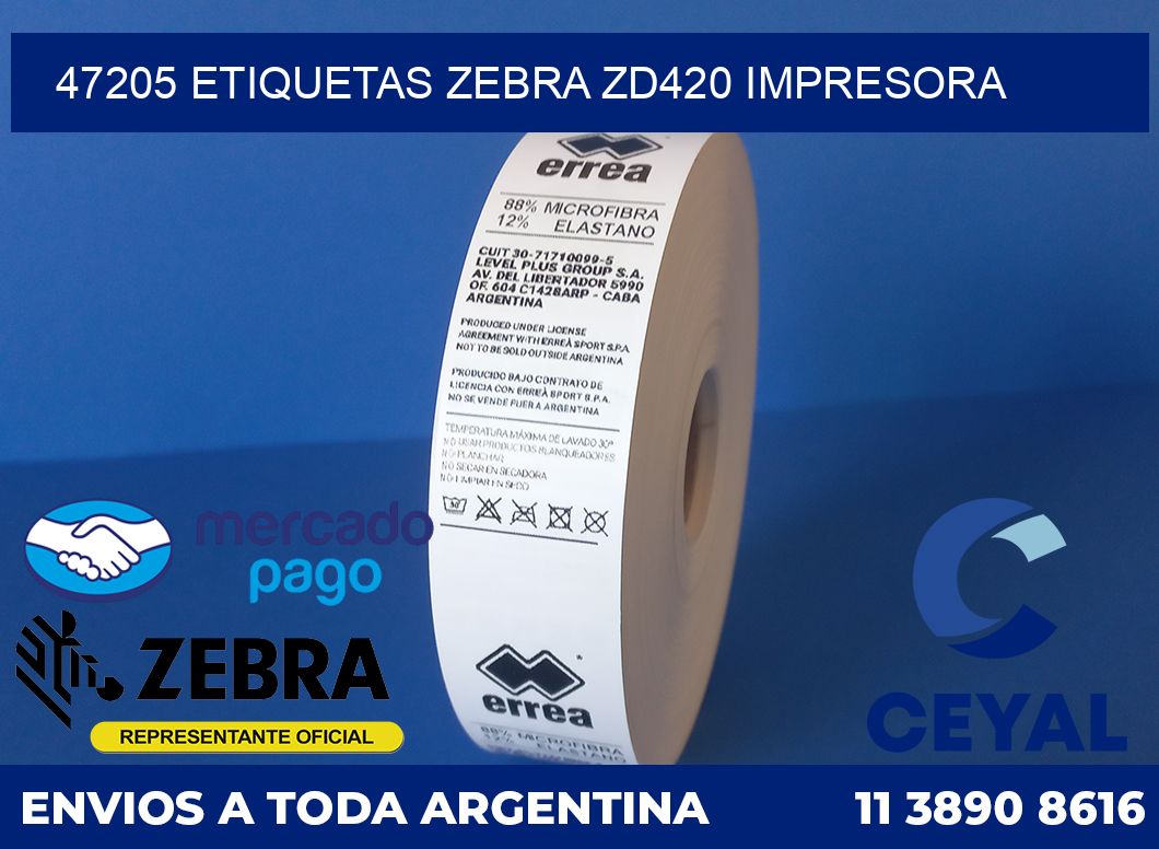 47205 etiquetas Zebra zd420 impresora