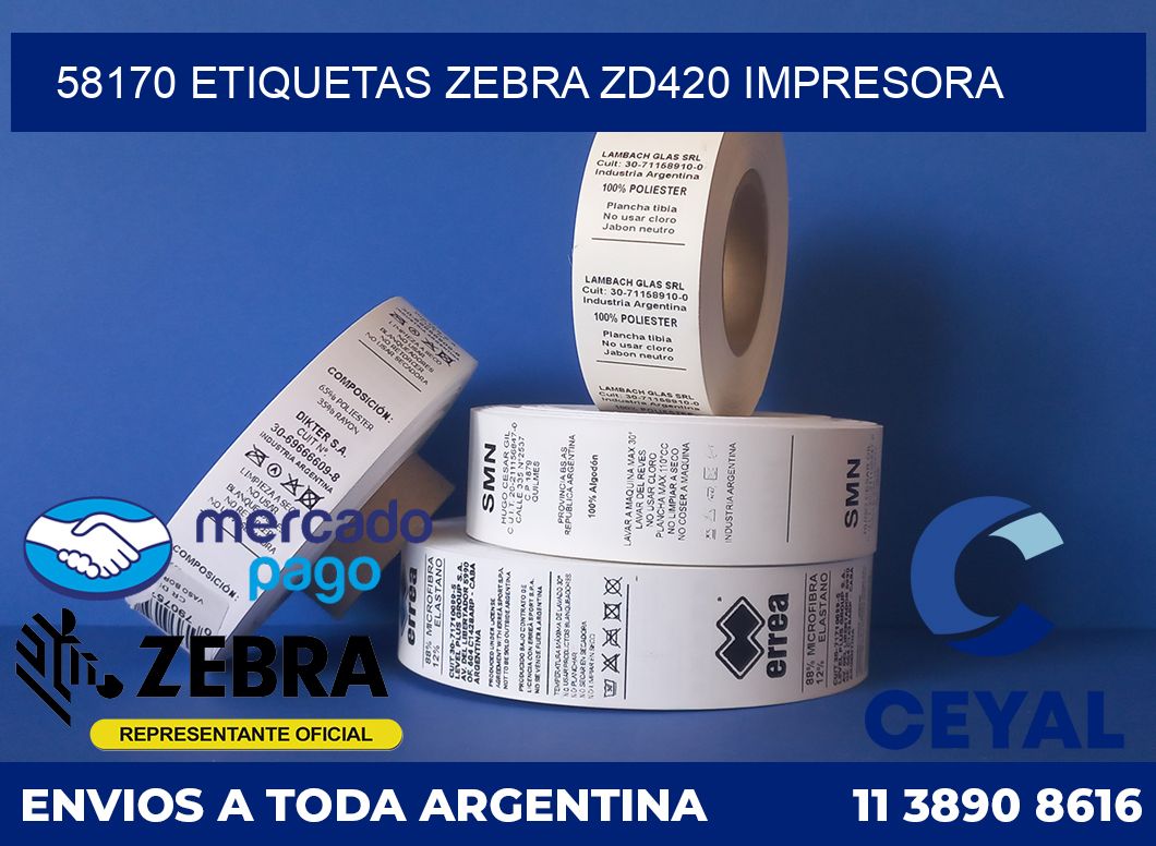 58170 etiquetas Zebra zd420 impresora
