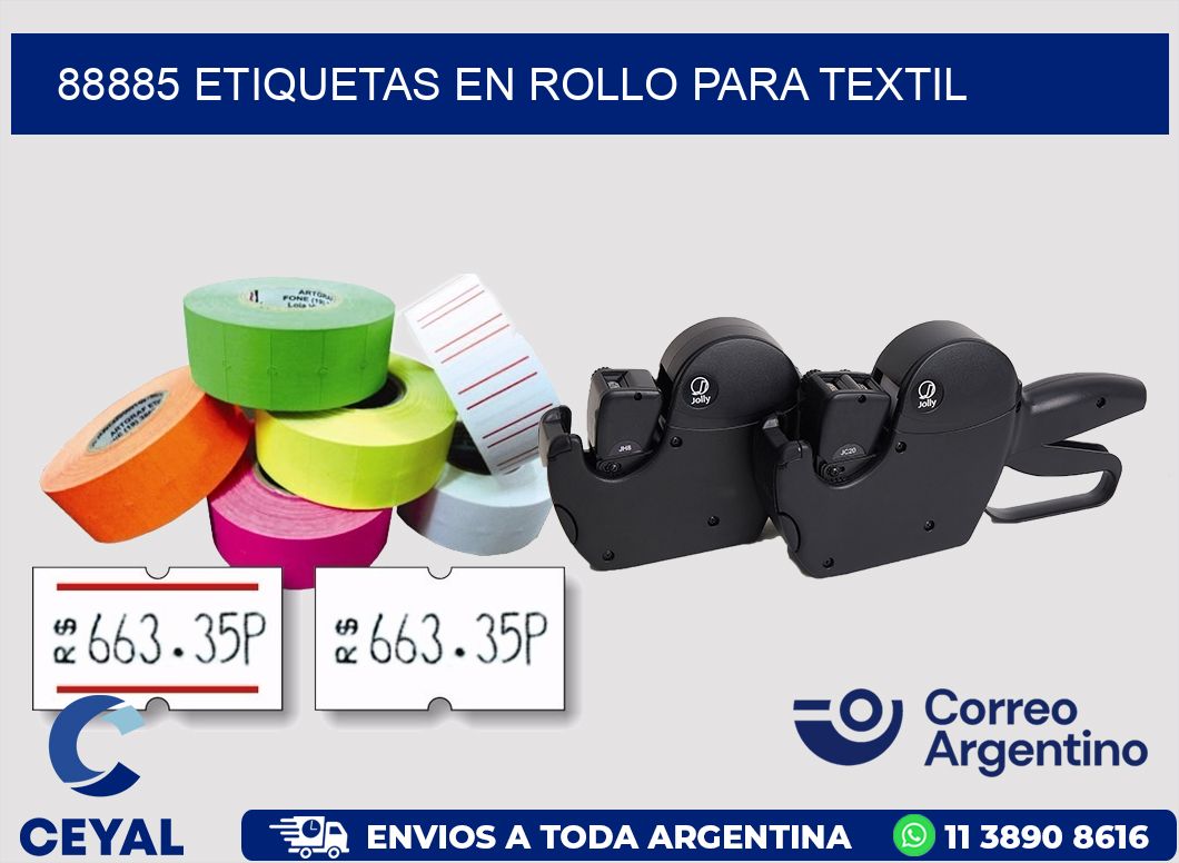 88885 etiquetas en rollo para textil