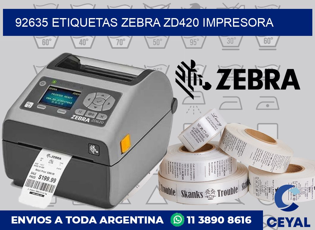 92635 etiquetas Zebra zd420 impresora