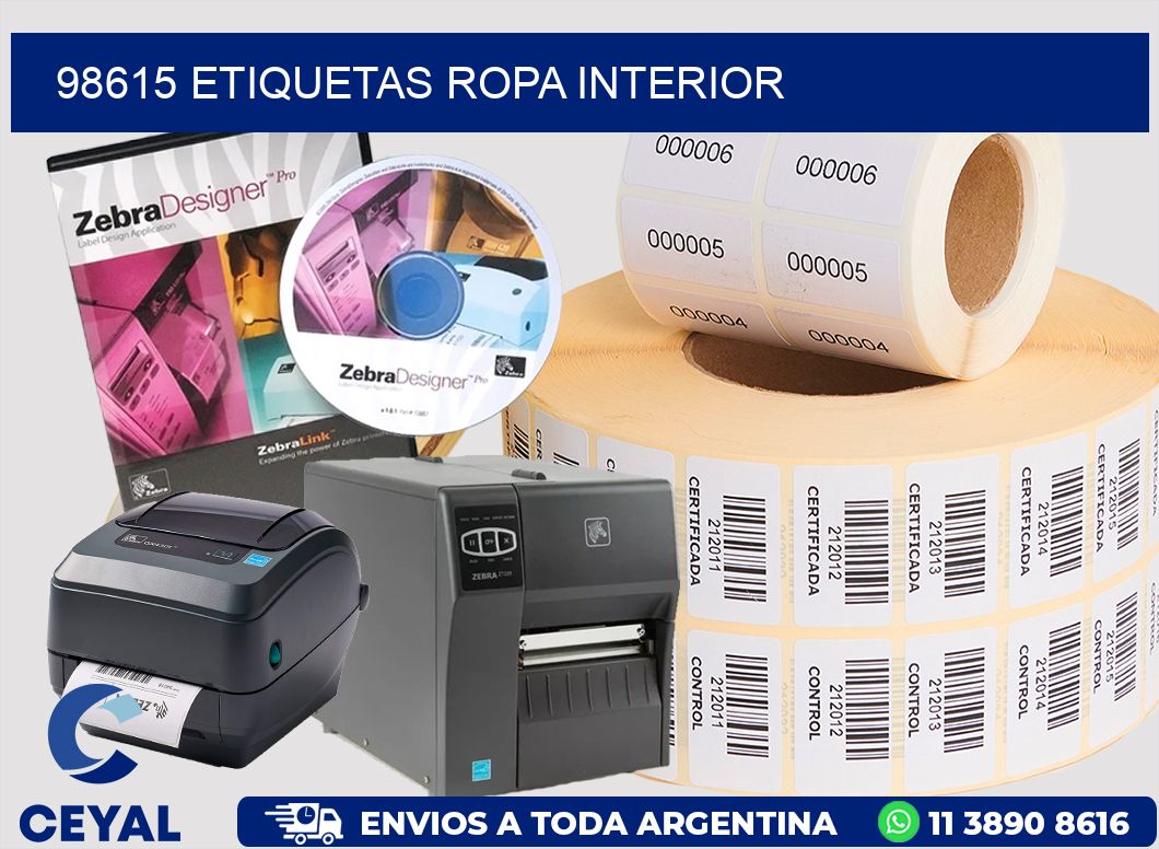 98615 Etiquetas ropa interior