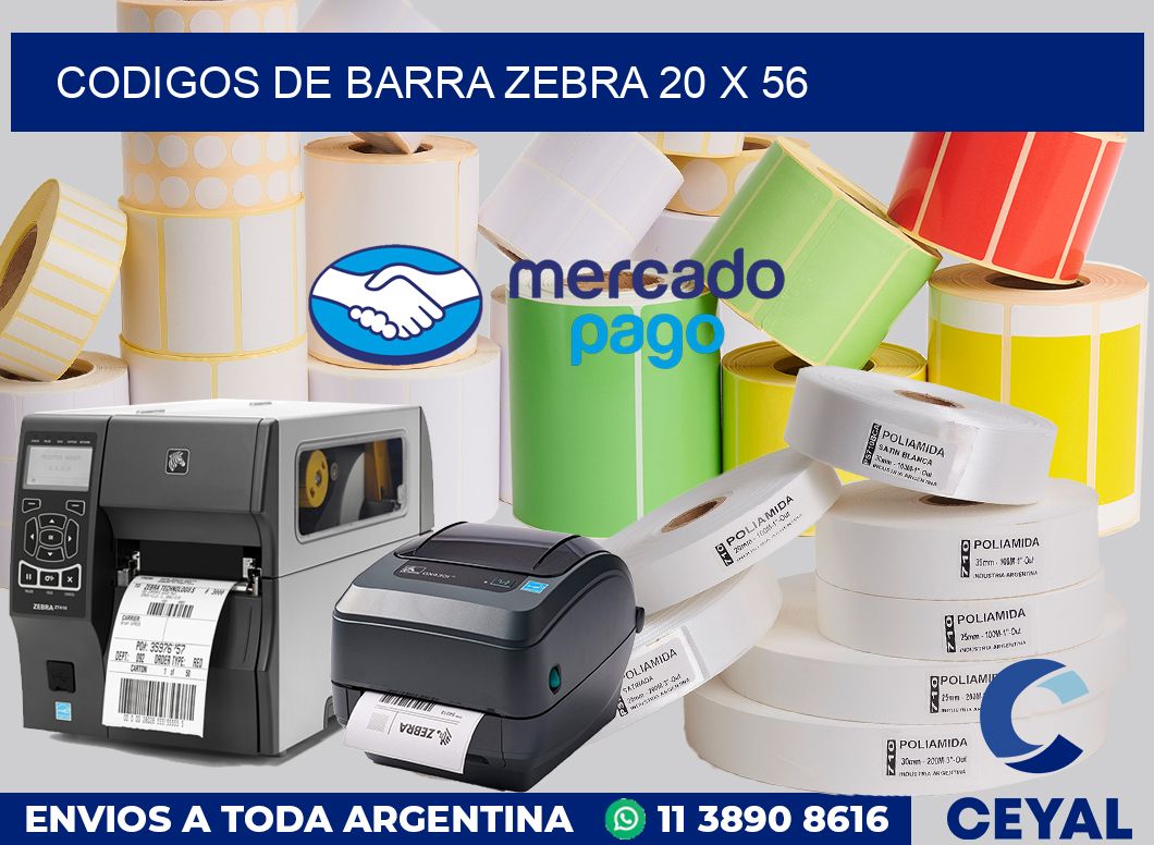 Codigos de barra Zebra 20 x 56