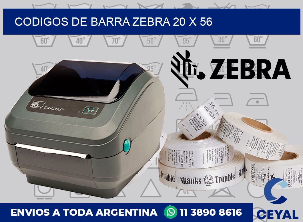 Codigos de barra Zebra 20 x 56