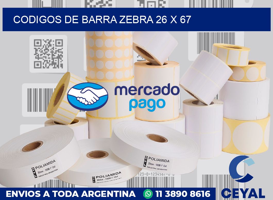 Codigos de barra Zebra 26 x 67