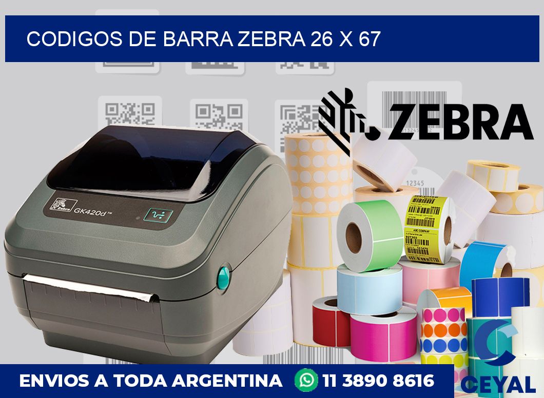 Codigos de barra Zebra 26 x 67