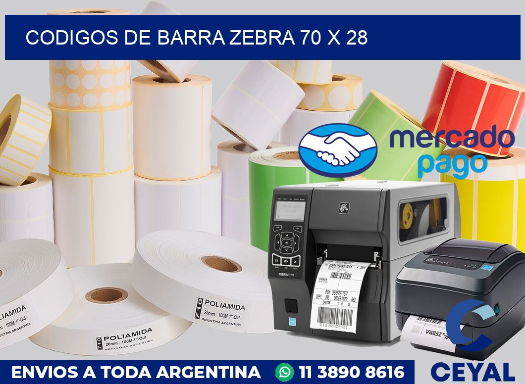 Codigos de barra Zebra 70 x 28