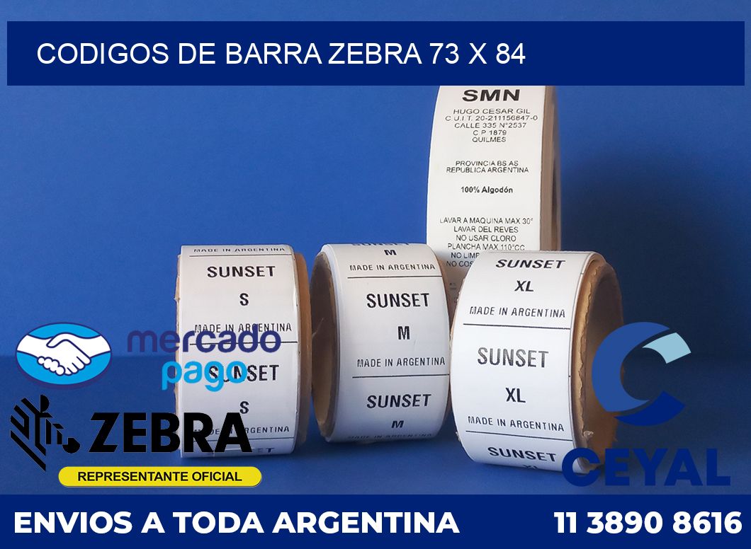 Codigos de barra Zebra 73 x 84