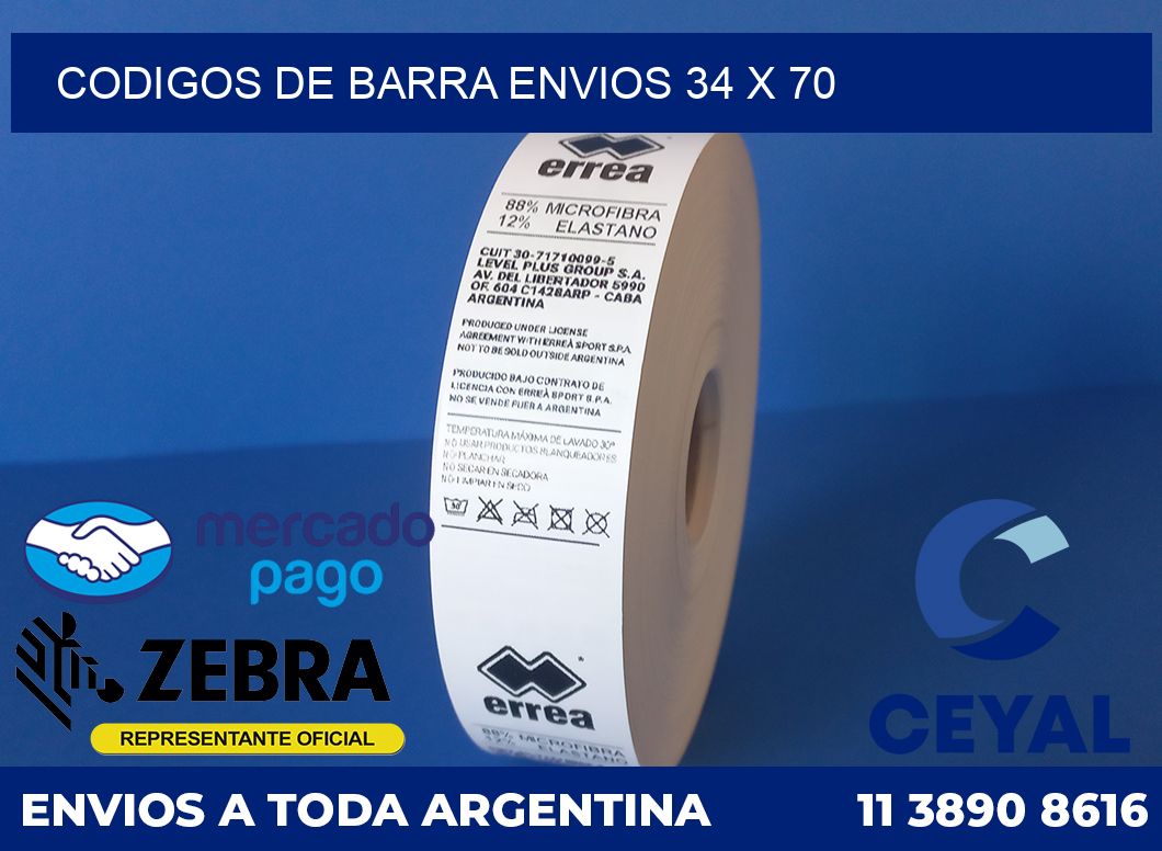 Codigos de barra envios 34 x 70
