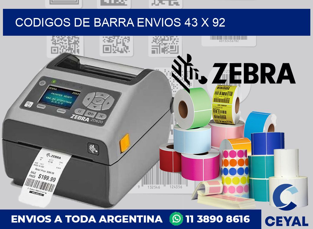 Codigos de barra envios 43 x 92