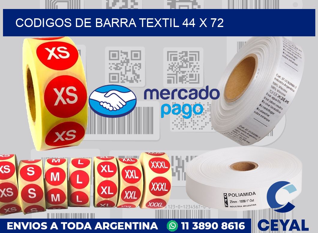 Codigos de barra textil 44 x 72