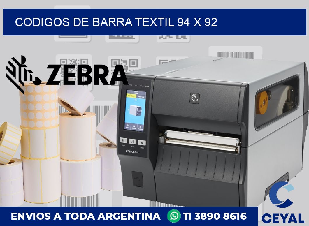 Codigos de barra textil 94 x 92