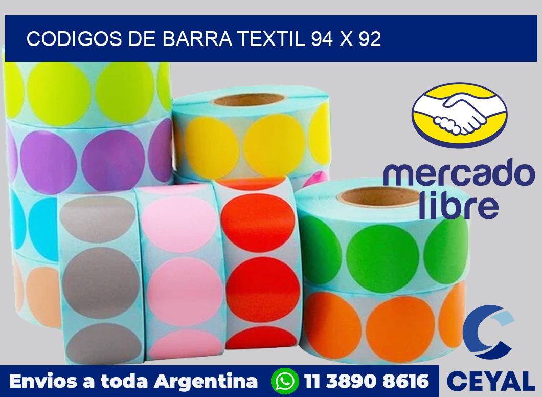 Codigos de barra textil 94 x 92