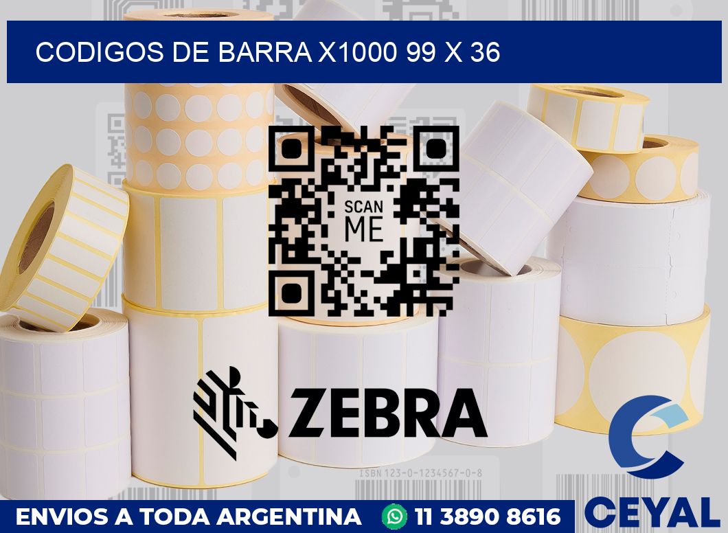Codigos de barra x1000 99 x 36