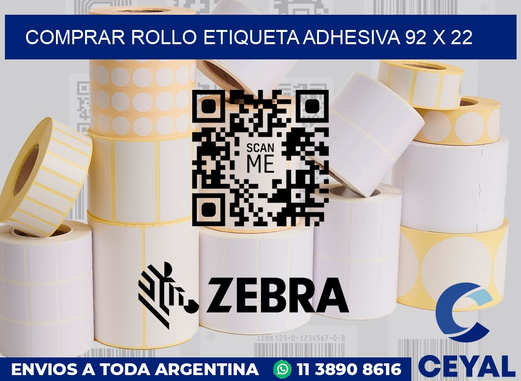 Comprar rollo etiqueta adhesiva 92 x 22
