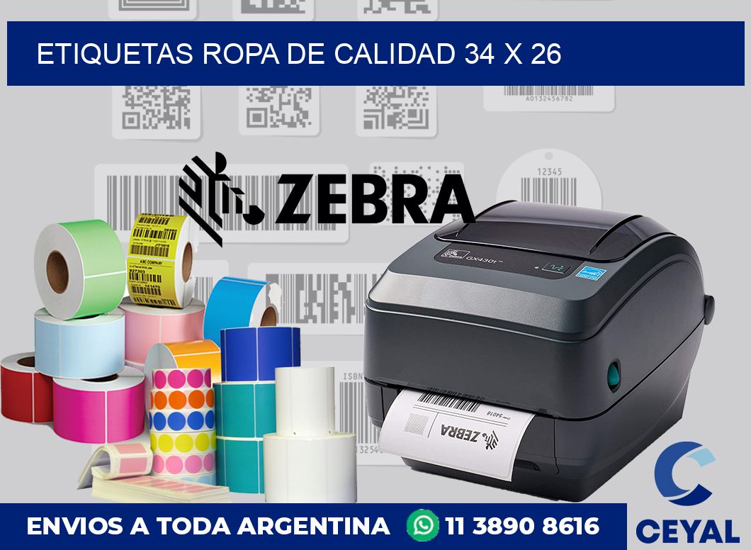 Etiquetas ropa de calidad 34 x 26